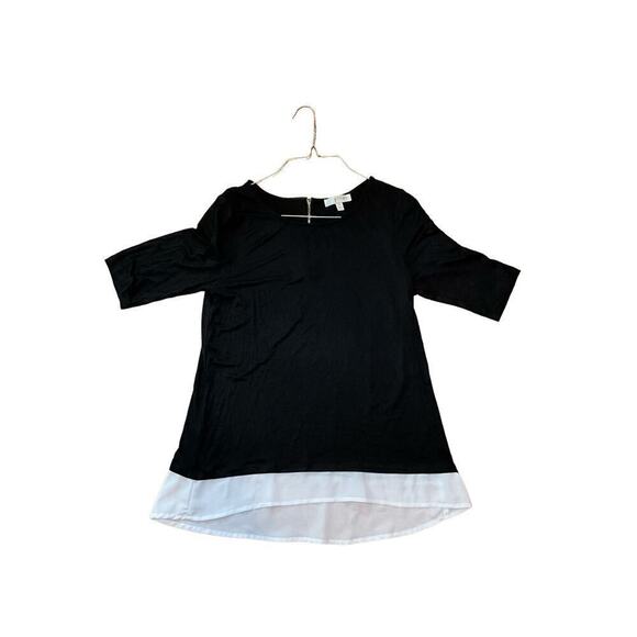 Kenar Top Women's Medium Black Rayon Stretch Round Neck Long Sleeve Back Zip - Picture 4 of 5